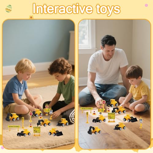 16pc Mini Construction Vehicle Cake Toppers Set - Variety 3