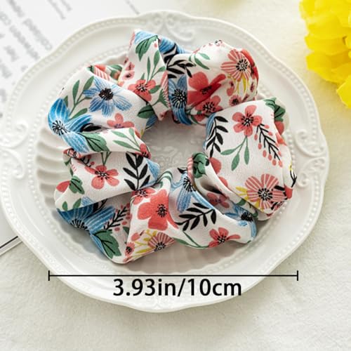 Floral Hair Scrunchies 10 Pack Vintage Chiffon Hair Ties for Women