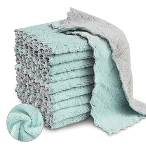 Bessrung Green 20 Pack Microfiber Kitchen Dish Cloths Absorbent & Reusable