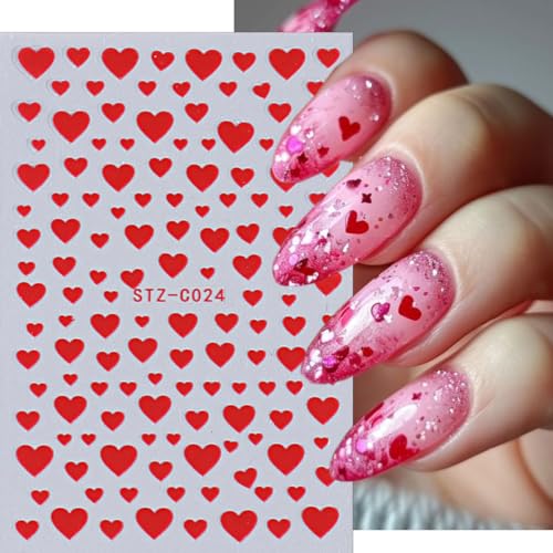 Valentine Heart Nail Stickers 3D Self-Adhesive Love Decals