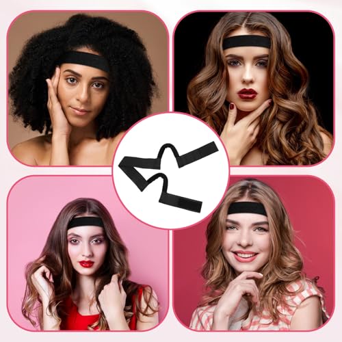 Bremorou 2 Pcs Wig Band with Ear Cutouts for Lace Front, Black