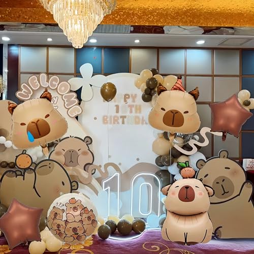 7PCS 24-Inch Capybara Foil Balloon Set for Birthday Party Decorations