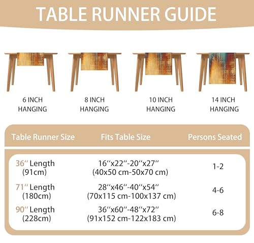 Blue Orange Rustic Farmhouse Linen Table Runner - 13x108 Inch for Dining & Home Decor