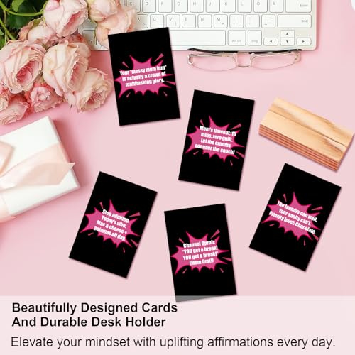 JULEASEL Affirmation Cards for Moms with Wooden Stand - 40 Daily Positive Cards