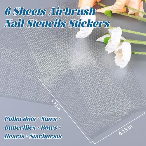 Umillars 6 Sheets Airbrush Nail Stencils Stickers - Geometric Hollow Nail Art Templates
