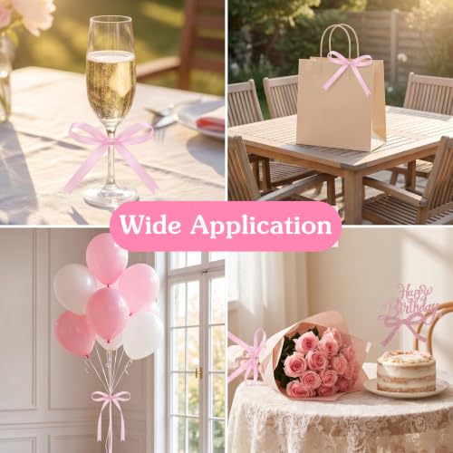 18PCS Pink Bow Cake Toppers with Happy Birthday Topper
