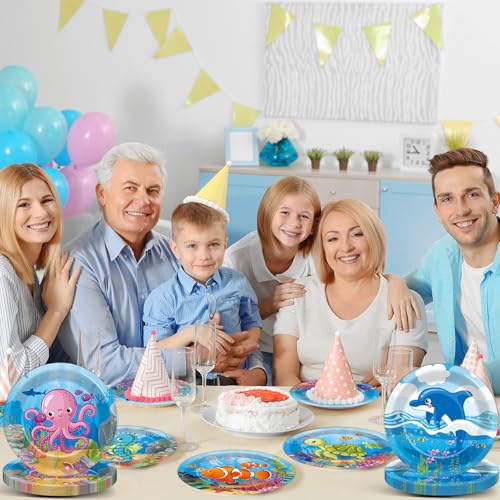 48pc Under the Sea Party Dessert Plates - 7-Inch Ocean Animal Tableware