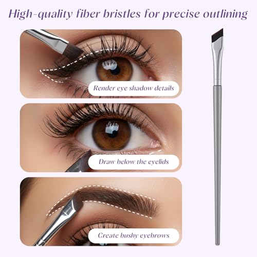 Sorcristy 5 Pack Angled Eyeliner and Eyebrow Brush Set for Precision Makeup
