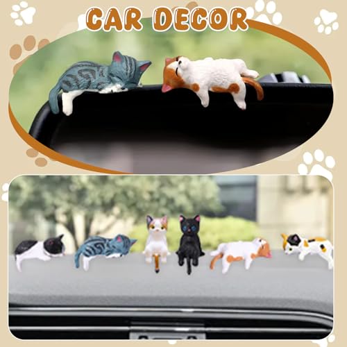10 Pcs Mini Cat Figurines Set for Car Dashboard Decor