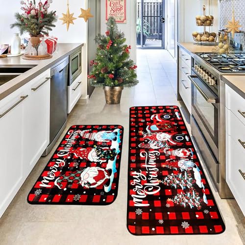 Christmas Kitchen Rugs and Mats Set of 2 - Spirit Variation