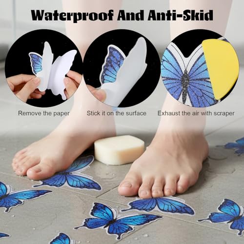 20 PCS Butterfly Non-Slip Bathtub Stickers - Waterproof Adhesive Safety Decor