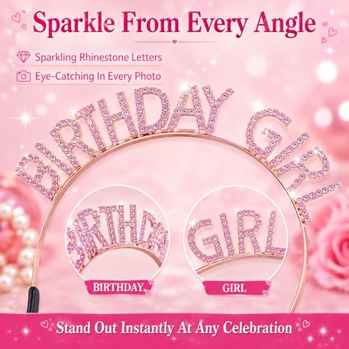 Birthday Girl Rhinestone Headband & Tiara Crown Party Accessory