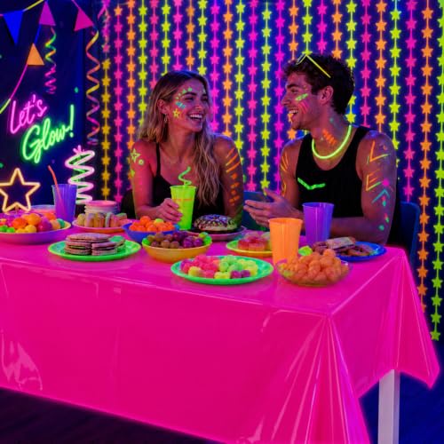 Glow in the Dark Neon Table Cloths, 3 Pack - Party Supplies