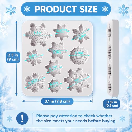 Gray 2-Pack 3D Snowflake Silicone Mold for Cake and Craft Decorations