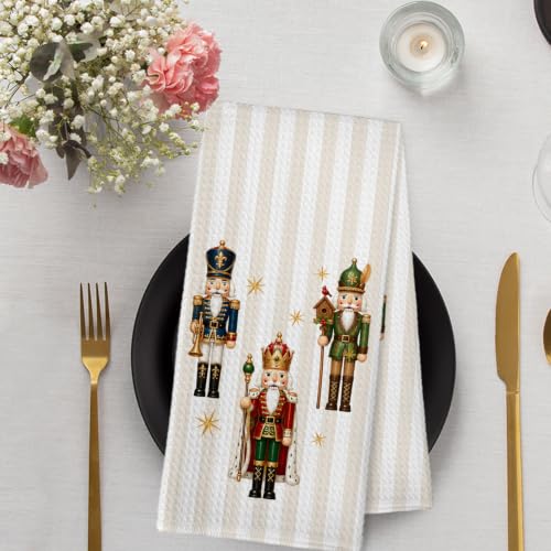 Christmas Nutcracker Decorative Kitchen Hand Towels Set of 2 - Holiday Season Home Decor