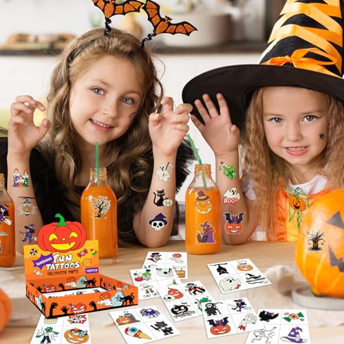 EMOME 192 Pcs Luminous Halloween Temporary Tattoos for Kids Party Favors