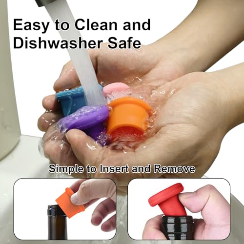 8-Pack MultiColor Silicone Wine Stoppers - Reusable Airtight Bottle Corks