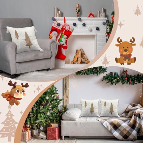 Wonderjune Christmas Tree Velvet Throw Pillow Covers, 18x18 Inch, 2 Pack