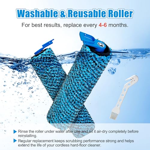 Smilefil Microfiber Brush Rollers for Shark Steam & Scrub WW200 WW201 WW205 WW201Q – 2 Pack with Cleaning Brush