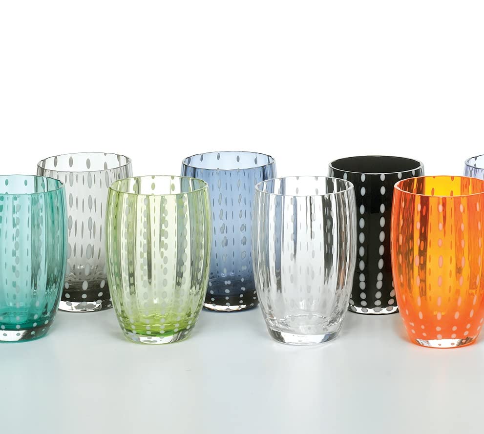 Zafferano Perle Glass Tumbler Transparent 11oz (Set of 2)