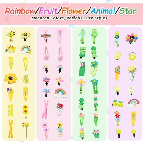 Mimoment 56Pcs Cute Cartoon Hair Clips Non-Slip Toddler Hair Accessories