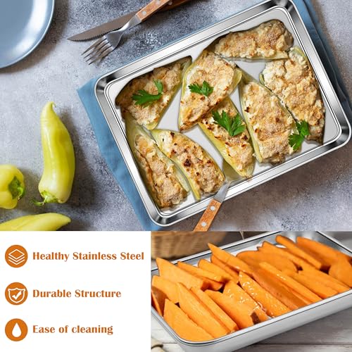 E-far Small Stainless Steel Baking Sheet, 10.5"x8.3" Toaster Oven Tray