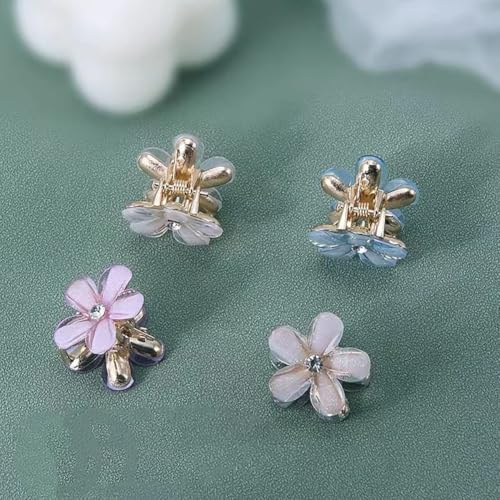 Mini Flower Hair Claw Clips - 20 Pcs Crystal Rhinestone Small Hair Barrettes