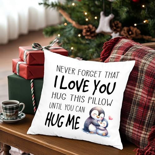 Cute Penguin Hug This Pillow Cover 18x18 - White-10