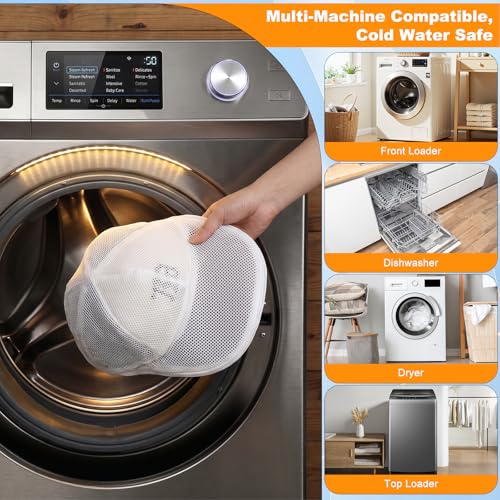 Haiou Baseball Hat Washer Cage - White Cap Cleaner for Washing Machine