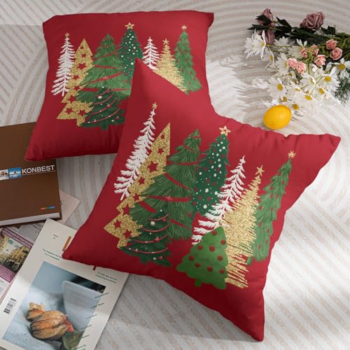 Robvobe Christmas Pillow Covers 18x18 Set of 2 - Tree Print Decor