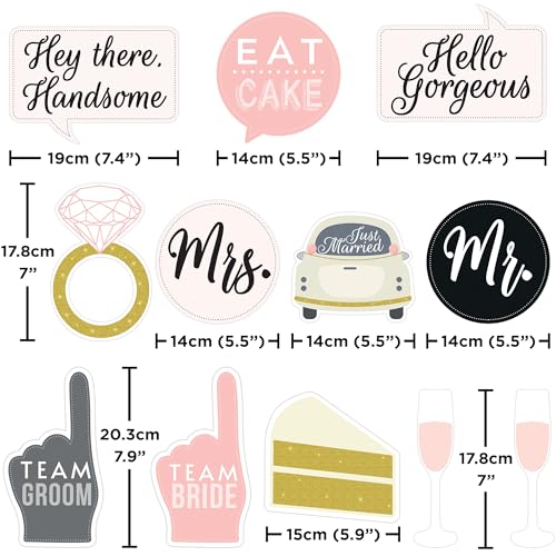 Black & Blush Wedding Photo Booth Props - 12 Fun Pieces