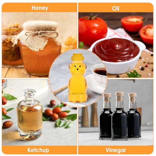 Set of 2 Cute Honey Bear Squeeze Bottles with Flip Lids - 8 oz
