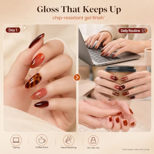 Beetles Jelly Tortoise Fall Gel Nail Polish Set - 6 Transparent Colors