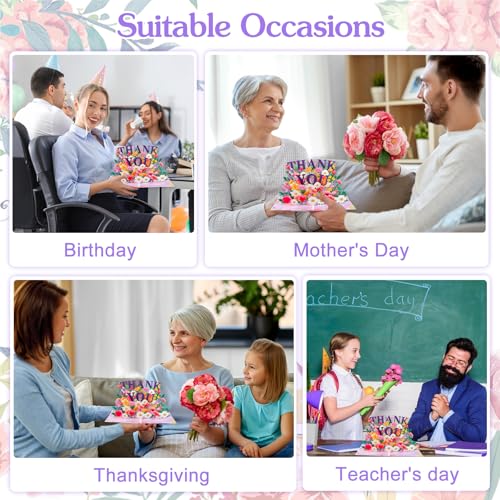 3D Pop Up Thank You Card - Paper Flowers Design (A-Style 1)