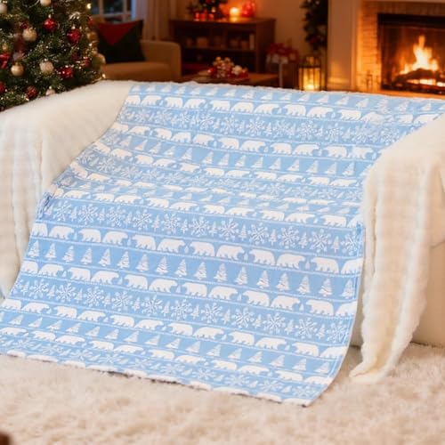 ROC PARTY Polar Bear Christmas Throw Blanket, Soft Fleece 50" x 60"