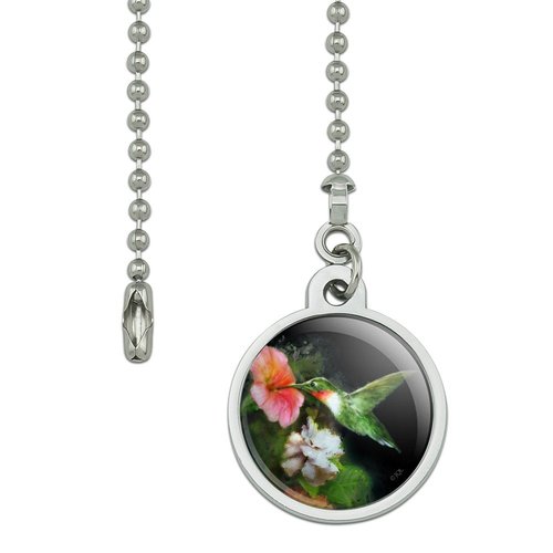 GRAPHICS & MORE Ruby's Hummingbird Flower Garden Ceiling Fan and Light Pull Chain