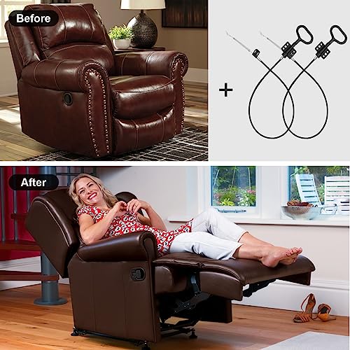Universal Recliner Pull Cable Replacement, 36.25-inch D-Ring Handle, 2-Pack