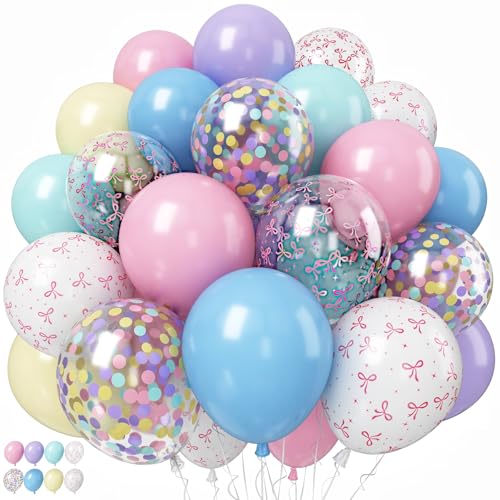 Pastel Bow Balloon Set - 55 Pcs Confetti & Macaron Party Decor