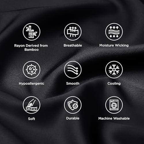 Bedsure Black Bamboo Pillow Cases Set of 2 - Standard Size 20" x 26"