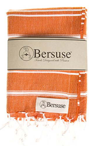 Bersuse Dark Orange Turkish Cotton Hand Towels - Soft, Absorbent, Quick-Drying