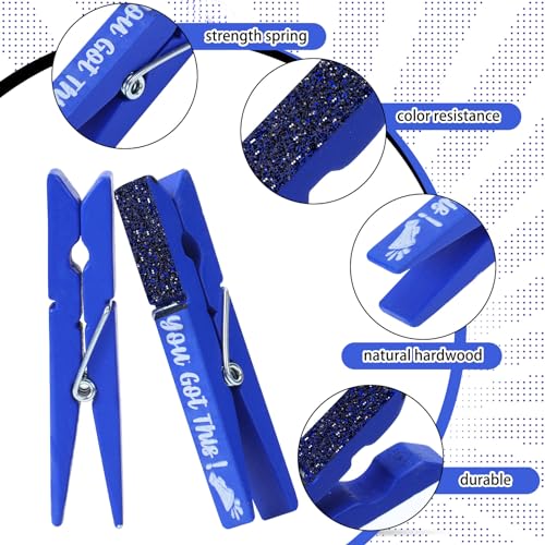 30 Pcs Blue Cheerleading Motivational Pins - Shiny Glitter Spirit Clips