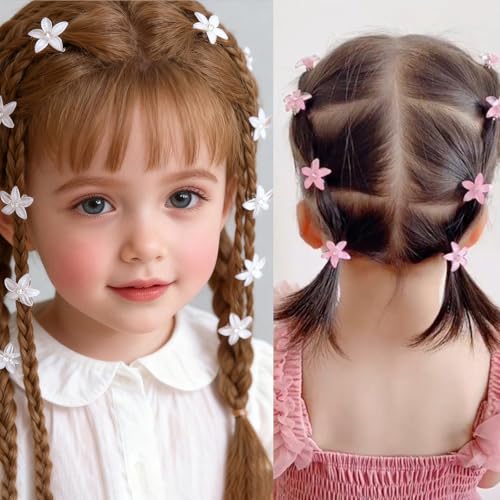Mini White Rhinestone Flower Hair Clips 10Pcs Bridal Hair Barrettes