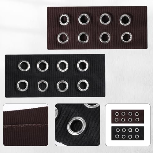 Tucnoeu 2 Pcs Hollow Out Elastic Headbands Y2K Punk Wide Hairbands Black