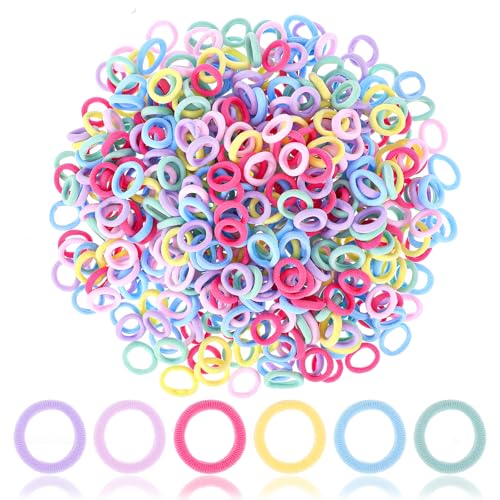 500 Pcs Toddler Hair Ties - Soft Multicolor Elastic Ponytail Holders