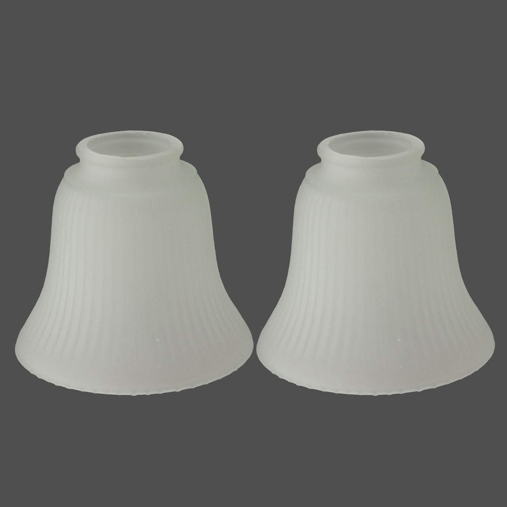Anmire 2 Pack Frosted Ribbed Glass Shade, Bell Shaped Light Fixture Replacement Globe or Cover with 2-1/8-Inch Fitter for Ceiling Fan Light Chandelier Wall Sconce, G0016