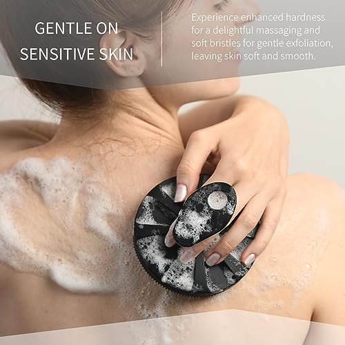 BEAUTAIL Silicone Body Scrubber & Gentle Exfoliating Shower Brush - Black