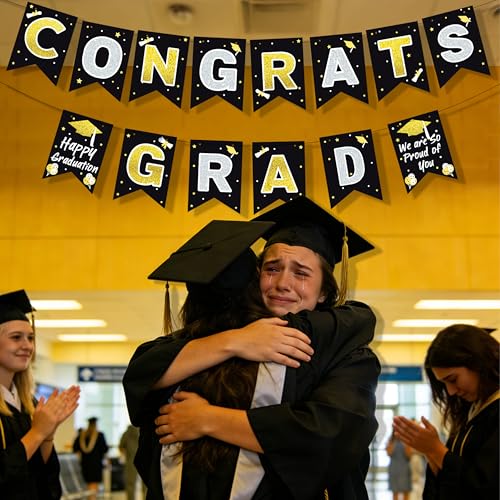 Black Gold Graduation Banner Set 2026 - Congrats Grad Decor
