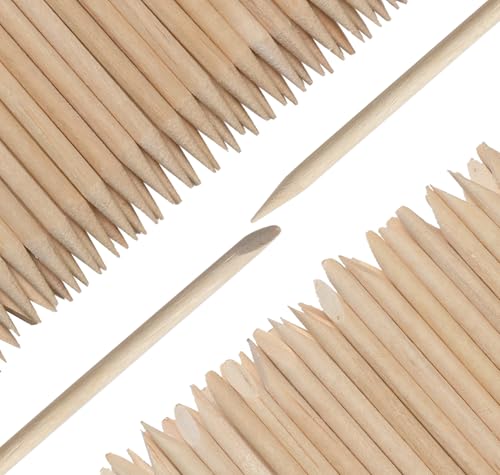 Borogo 110 Pcs Orange Wood Nail Sticks and 10 Pcs 100/180 Grit Nail Files Set