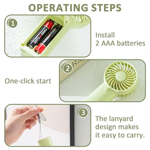 Portable Handheld Fan - AAA Battery Powered Mini Fan for Travel