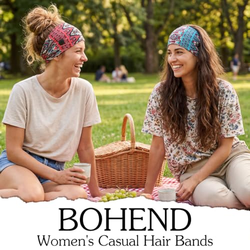 Bohend Boho Button Headband 3-Pack Wide Stretchy Knotted Headwear